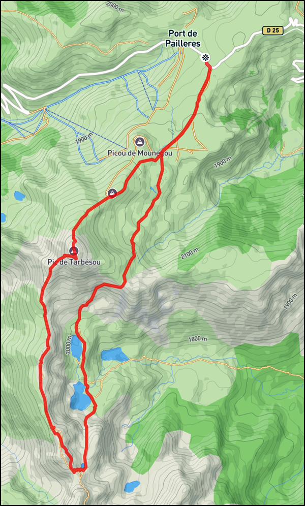 BD trace randonnée Pic du Tarbésou et le tour des étangs