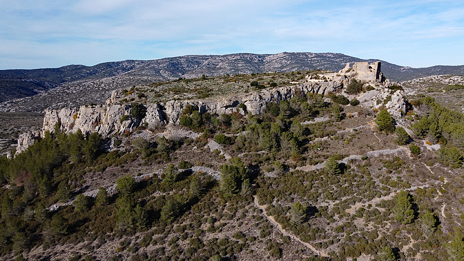 Château de Salveterra - Le château et la falaise