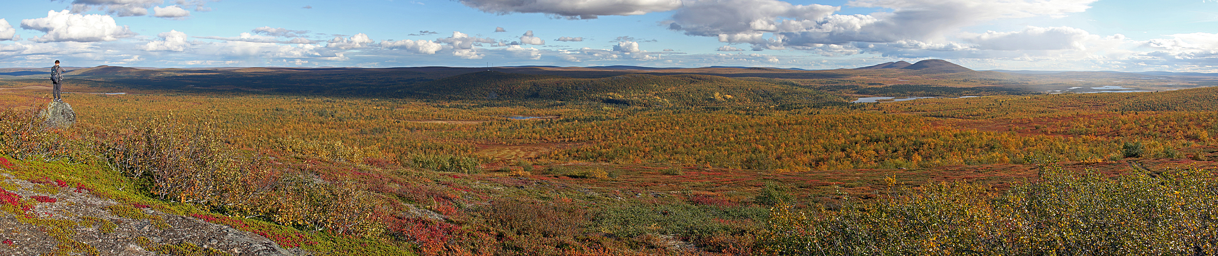 LAPONIE SUEDOISE - photo panoramique de la vue vers le sud, depuis le sommet de la colline Sämmäräinen