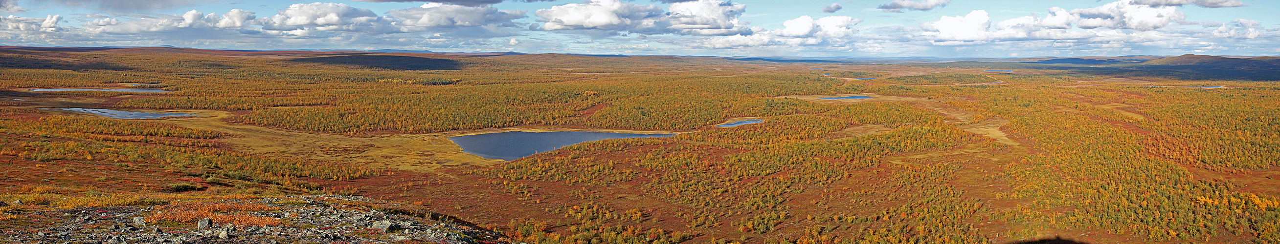 LAPONIE SUEDOISE - photo panoramique de la vue vers le nord, depuis le sommet de la colline Sämmäräinen